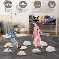 Pietre de echilibru NUKied pentru copii - Set de 8 pietre de călcat din plastic, colorate macaron, pentru dezvoltarea senzorială, a echilibrului și a coordonării. 6
