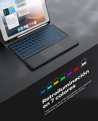 Earto iPad billentyűzet 7 színű háttérvilágítással, 10.2" iPad 9/8/7 generációhoz, fekete 4