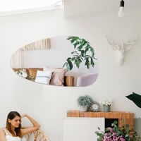 Muzilife Aszimmetrikus Keret Nélküli Tojás Alakú Tükör, 50x85 cm, MDF Hátlappal, Nagyméretű Teljes Alakos Fali Tükör Nappaliba, Fürdőszobába 7