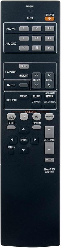 ALLIMITY Távirányító Yamaha Audio Rendszerekhez - RAV435 WW51070 HTR-2064 YHT-196 Kompatibilis - Ergonomikus Kialakítás - 10m Hatótáv 1