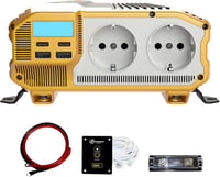 Krieger 1100W Feszültségátalakító - 12V-230V Inverter Autóba, Kempingezéshez, LCD Kijelzővel, 2 USB Porttal és EU Csatlakozóval 1