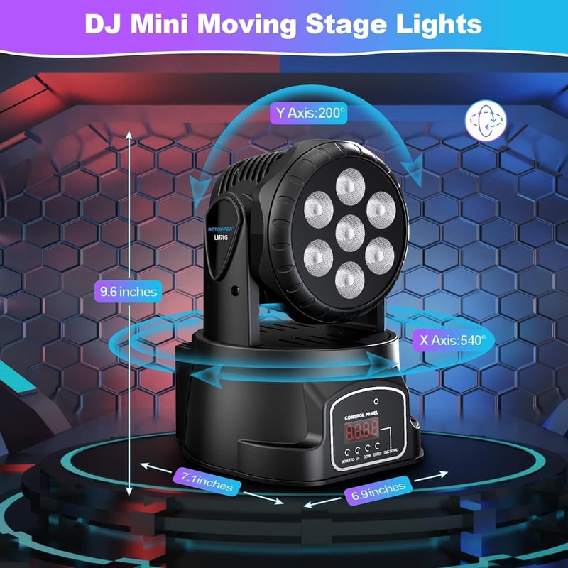 BETOPPER 2db RGBW LED mozgófejes partyfény távirányítóval, DMX és hangvezérléssel