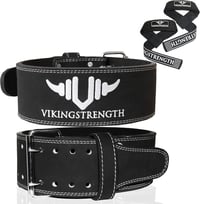 VIKINGSTRENGTH Prémium Súlyemelő Öv Edzőpántokkal - Férfi és Női Erőemelő Öv Guggoláshoz, Felhúzáshoz, CrossFit Edzéshez, M-4XL + V-Strength 1