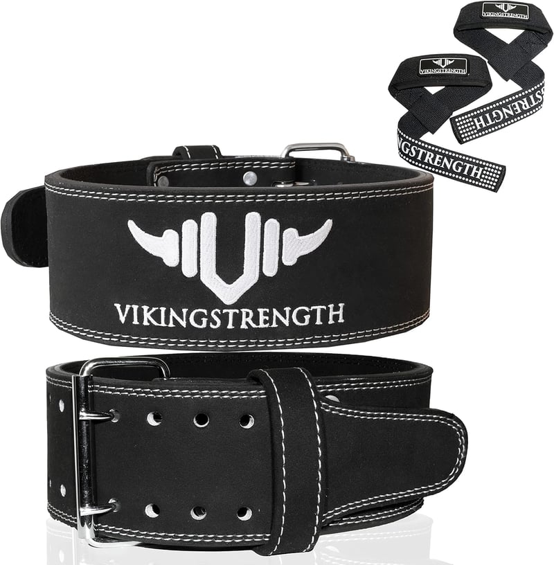 VIKINGSTRENGTH Prémium Súlyemelő Öv Edzőpántokkal - Férfi és Női Erőemelő Öv Guggoláshoz, Felhúzáshoz, CrossFit Edzéshez, M-4XL + V-Strength