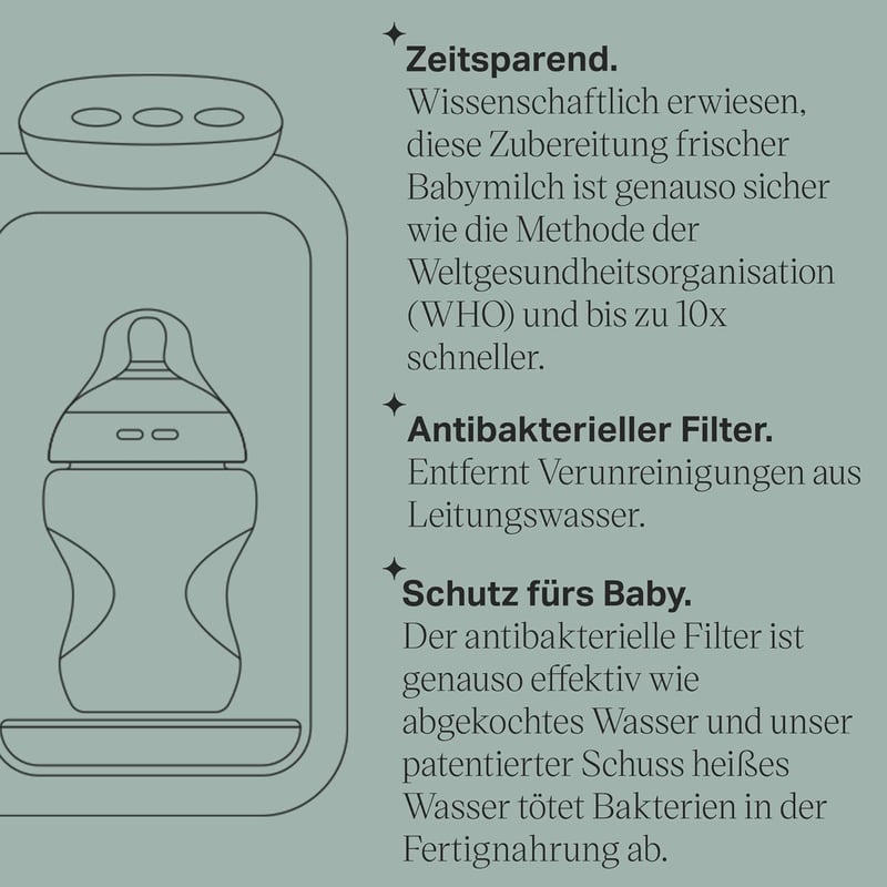Tommee Tippee Perfect Prep Instant Cumisüveg Készítő - Antibakteriális Szűrővel, 2 Perces Tápszer Készítés, Fekete-Kék
