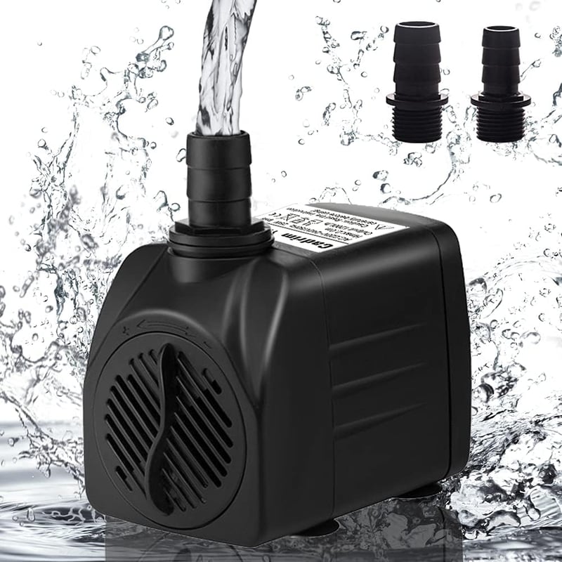 Cadrim 25W Vízpumpa Akváriumokhoz - 1200L/H Teljesítményű Merülő Szivattyú Szökőkutakhoz és Tavakhoz, 2m Emelőmagasság, Fekete