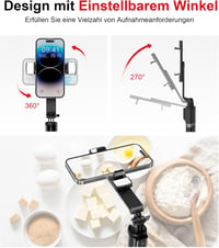ASHINER 180cm-es LED fényes szelfibot állvánnyal, iPhone és Android kompatibilis 6