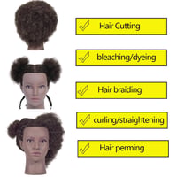RUISIMEI Afro Gyakorló Babafej 100% Valódi Hajjal - Fodrász Oktatófej Afro-Amerikai Hajstílushoz, Fonáshoz, Asztali Rögzítővel 3
