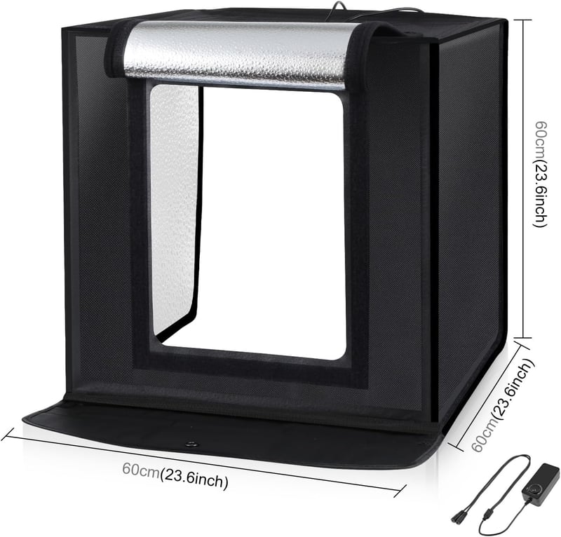 PULUZ Fotó Stúdió Fénydoboz 60x60x60 cm - Összecsukható Fotósátor 120 LED Világítással, 6 Háttérrel, Többszögű Fotózáshoz