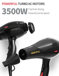 GRT PRO Professzionális Ionos Hajszárító 3500W Kék Fény 2 Sebesség 3 Hőfok Diffúzor 2