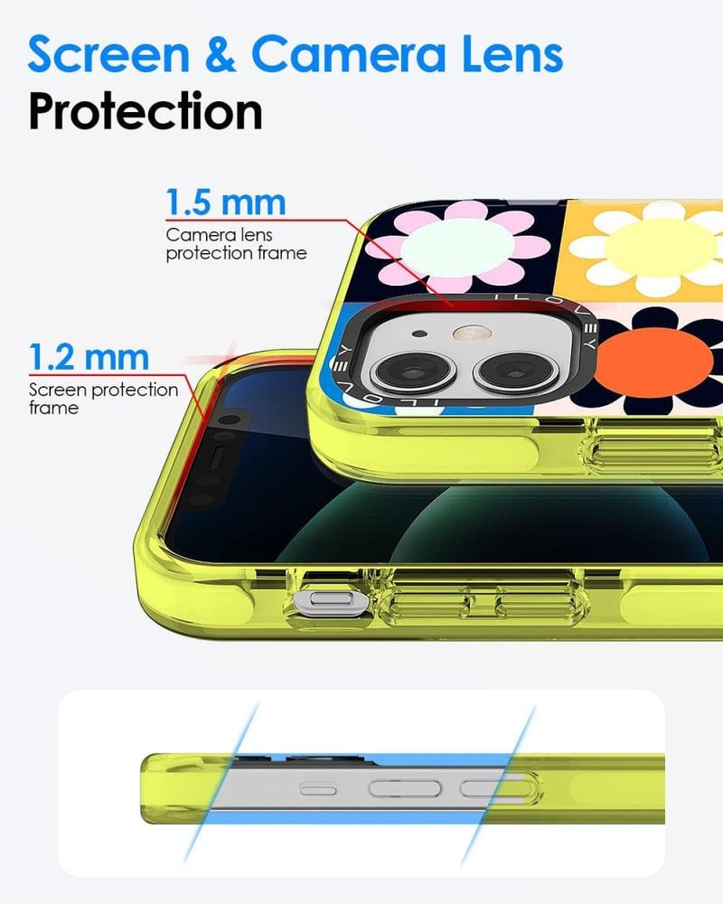 iPhone 12 Sárga Szilikon Tok Nőknek Virágmintával
