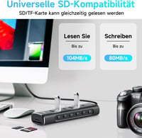 RSHTECH 8 portos USB 3.2 Hub SD/TF kártyaolvasóval, tápegységgel 4