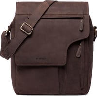 LEABAGS valódi bőr válltáska 13"-os laptophoz, sötétbarna 1
