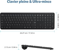 OMOTON vezeték nélküli AZERTY billentyűzet, ultravékony, numerikus blokkal, Windows kompatibilis 4