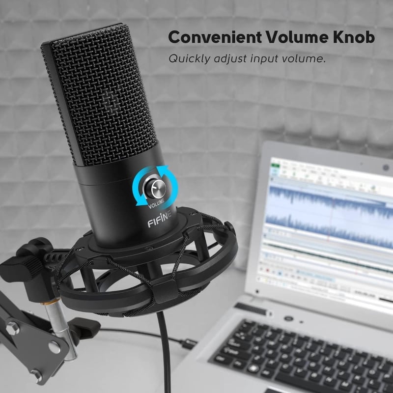 FIFINE USB Streaming Mikrofon Karral - PC, PS4, PS5, MAC Kompatibilis, Popszűrővel