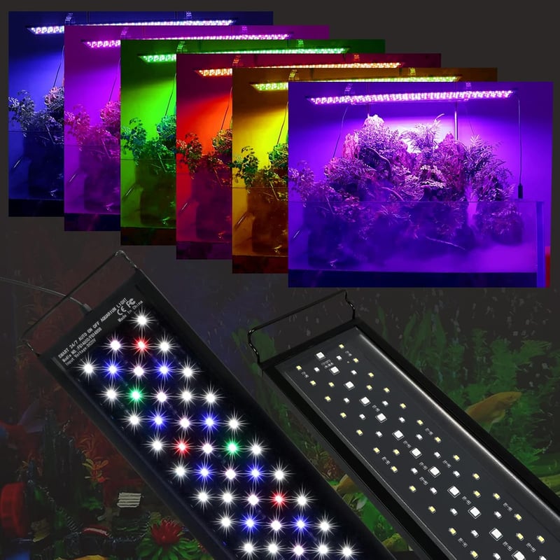 HORXFLIG 14W LED Akvárium Világítás - 30 cm Kihúzható Tartóval, Időzítővel és Állítható Fényerővel, 30-45 cm-es Édesvízi Akváriumokhoz