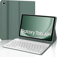 JADEMALL Bluetooth Billentyűzetes Tok Samsung Galaxy Tab A9+/A9 Plus 11" Tablethez, Tolltartóval, Sötétzöld-Fehér, SM-X210/X215/X216/X218 Mo 1