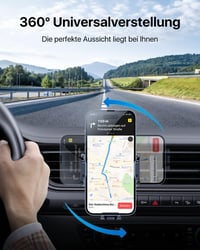 andobil Autós Telefontartó Szellőzőrácsra - 360° Forgatható Univerzális Mobiltartó, Dupla Rögzítővel, 4-7" Készülékekhez, iPhone Samsung Hua 4