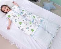 Chilsuessy 2.5 Tog Téli Gyermek Hálózsák Levehető Ujjakkal, Pamut Babahálózsák Fiúknak és Lányoknak 1-10 Éves Korig, Kék Erdei Mintával 3