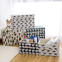 Cutie de depozitare pliabilă Fcalvy cu capac - Cutie de jucării cu model Urs Polar pentru copii, pentru haine - Material bumbac, 38x25x25 cm 7