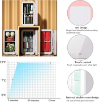 AYYDS 8L Hordozható Mini Hűtő LED Smink Tükörrel - 2 az 1-ben Autós Kozmetikai Hűtőszekrény Hűtő/Fűtő Funkcióval Utazáshoz, Irodába, Hálószo 6
