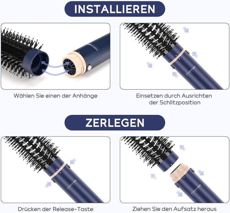 PARWIN PRO 5 az 1-ben MaxAIR ionos hajformázó szett, kék - hajszárító, meleglevegős kefe, göndörítő