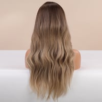 TANTAKO Hosszú Göndör Paróka - Ombre Barna Színű Hőálló Szintetikus Műhaj Sapkával - Ragasztó Nélküli Női Hajpótlás 5