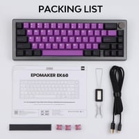 EPOMAKER EK68 65% Mechanikus Gamer Billentyűzet, Hot-Swap, Hármas Csatlakozás, 3000 mAh Akkumulátor, RGB Háttérvilágítás, PBT Keycaps, Feket 9