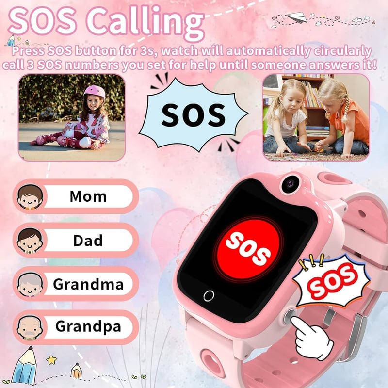 4G-s Gyerek Okosóra GPS-szel, Videohívással és SOS Funkcióval - Vízálló Játékos Smartwatch Kamerával