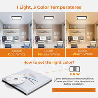 BLNAN Fekete Mennyezeti LED Lámpa 24W - Állítható Színhőmérséklet 3000K/4000K/5000K, 2400LM, Ultravékony Panel Háttérfénnyel, 22cm, Hálószob 3