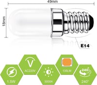 E14 LED hűtőizzó szett - 2db meleg fehér, energiatakarékos 3