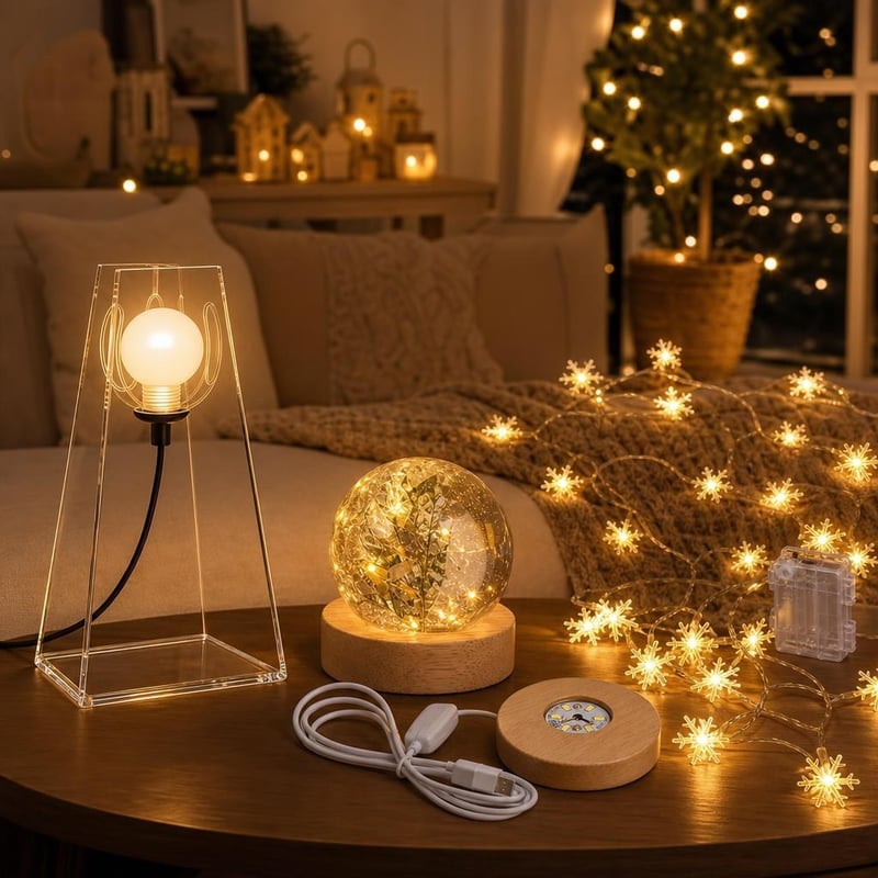 Večernji ugođaj: 1x LED baza + 1x staklena lampa + 1x svjetlosni niz + 1x LED žarulja
