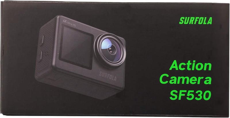 Surfola 4K 60FPS Akciókamera, 40M Vízálló, WiFi, EIS Stabilizátor, 170° Széles Látószög, Dupla Kijelző, Vezeték Nélküli Mikrofonnal, 2 Akkum