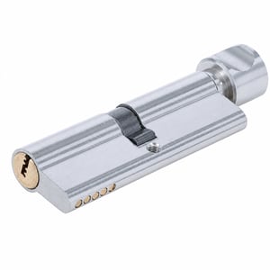 Cilindru de siguranță BGS Do it yourself 85290 cu buton rotativ 45/45 – 90 mm – Nichelat — lipsesc 2 șuruburi (stare: vezi a 2-a fotografie)