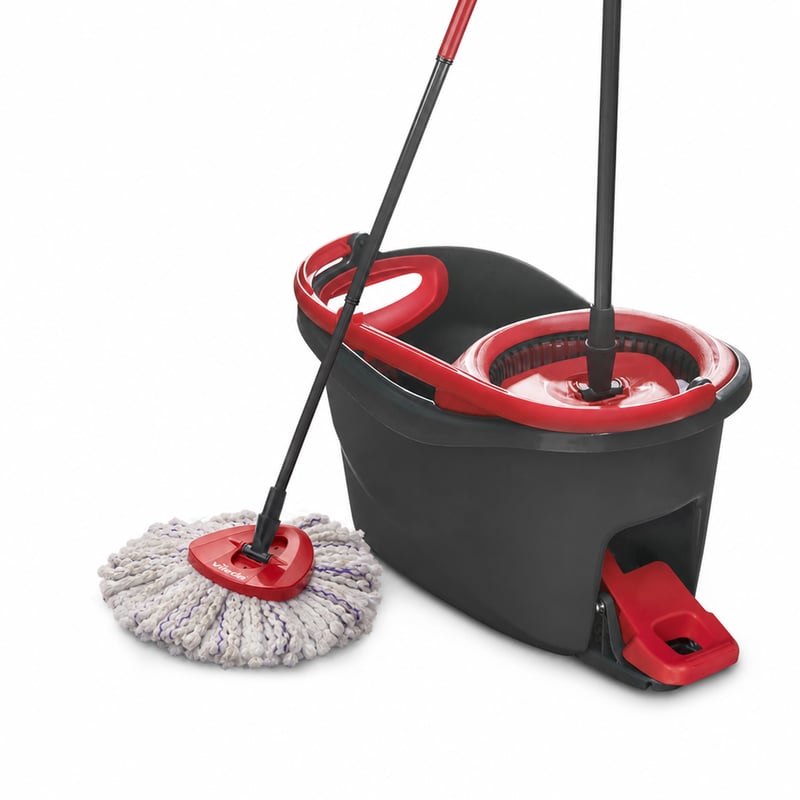 Set mop Vileda Turbo 3in1 cu cap din microfibră și centrifugă cu pedală — lavetă murdară, cu miros de diluant (stare: vezi a 2-a poză)