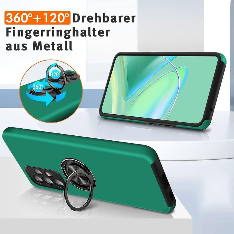 Samsung Galaxy A53 5G zöld tok 360°-os gyűrűs állvánnyal, ütésálló védelem