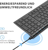 iClever BK10 Bluetooth Billentyűzet, Újratölthető Vezeték Nélküli Billentyűzet 3 Bluetooth Csatornával, Ultravékony Ergonomikus Kialakítás i - black 3