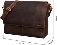 LEABAGS Milano Valódi Bőr Válltáska - Vintage Stílusú Shopper Táska, Többfunkciós Kézitáska, 39x30 cm, Unisex 4