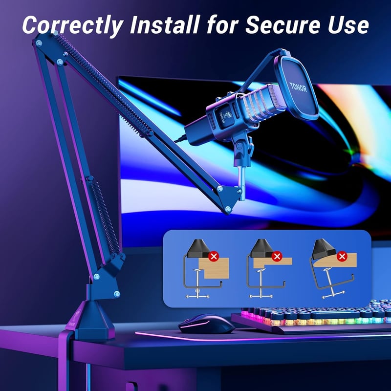 TONOR RGB USB Gamer Mikrofon Állvánnyal - Streaming, Podcast, PS4/PS5 Kompatibilis