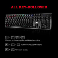 Havit mechanikus gamer billentyűzet, QWERTZ, piros kapcsolók, LED világítás 5