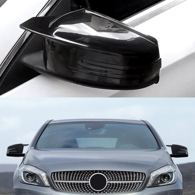 Asasytal Tükör Borítás Mercedes Benz A W176 B W246 C W204 E W212 S W221 CLA GLK GLA Modellekhez - Fényes Fekete ABS Műanyag Visszapillantó 