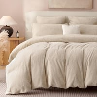 Tospass Plüss Ágynemű 200x200 cm Bézs Teddy Fleece Mikroszálas Huzat Cipzárral - Puha Téli Garnitúra 2 db 80x80 cm Párnahuzattal - Cashmere  2