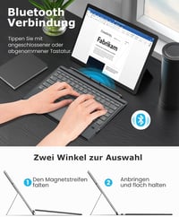 MoKo Német Bluetooth Billentyűzet Microsoft Surface Pro 7/6/5/4/3 Készülékekhez - QWERTZ Kiosztás, Érintőpad, 7 Színű Háttérvilágítás, Újrat 5