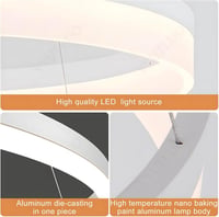 YYUTLUO Modern LED Csillár - 60 cm Fehér-Arany Kör Alakú Függőlámpa, 29W, Távirányítható, Fényerőszabályozható, Nappali Szobába, Akril-Alumí 5