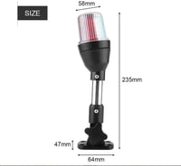 Keenso 12V LED hajózási jelzőfény, állítható talppal - piros/fehér/zöld 5