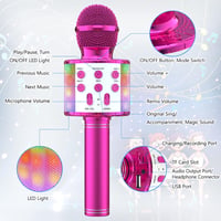Wowstar LED-es Bluetooth Karaoke Mikrofon Hangszóróval - Lila 2