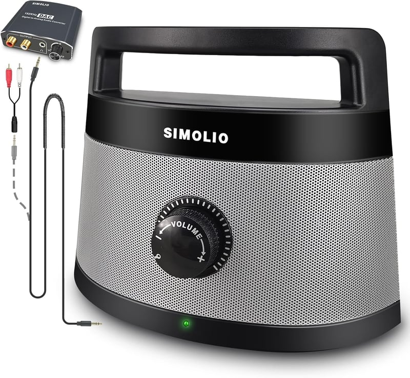 SIMOLIO TV Hangszóró Időseknek - 5,5m Kábel, Optikai/RCA/AUX Csatlakozás, Hangerőszabályzóval