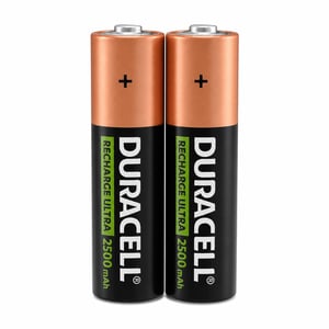 Duracell Recharge Ultra AA punjive baterije 2500 mAh, prednapunjene NiMH baterije za svakodnevne uređaje — set od 2 komada (izvađeno iz pakiranja od 4 komada)