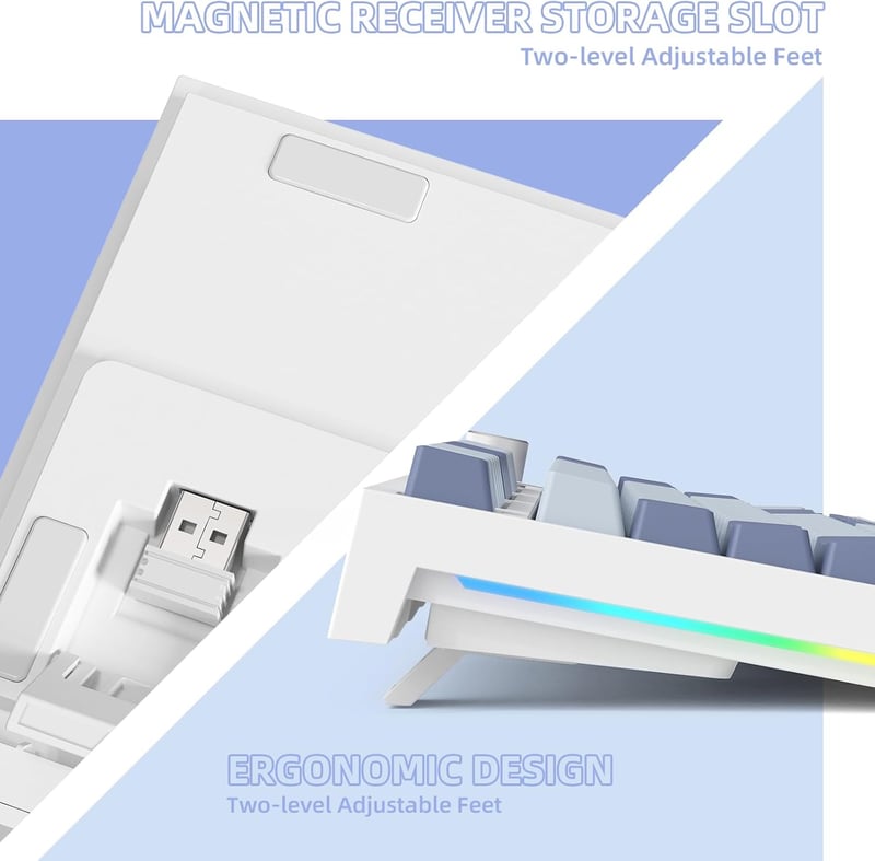 VGN GAMEPOWER K86 Mechanikus Gamer Billentyűzet, 75% TKL, RGB Háttérvilágítás, Vezeték Nélküli/Bluetooth/USB-C, Színes Kijelző, Hot Swap, Li