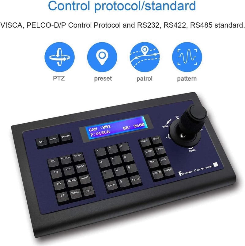 Tenveo KZ1 PTZ Kamera Vezérlő Joystickkel - VISCA és PELCO Kompatibilis